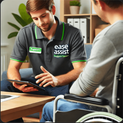 A man sitting at a table with another person.