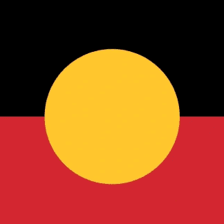 The flag features a horizontal bisection of black and red with a yellow circle in the center.